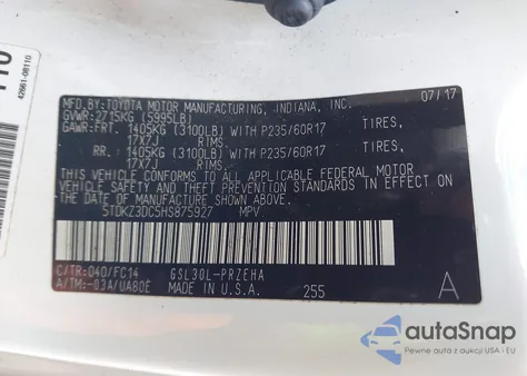 2017 Toyota Sienna Le 8 Passenger from USA, damaged, VIN 5TDKZ3DC5HS875927